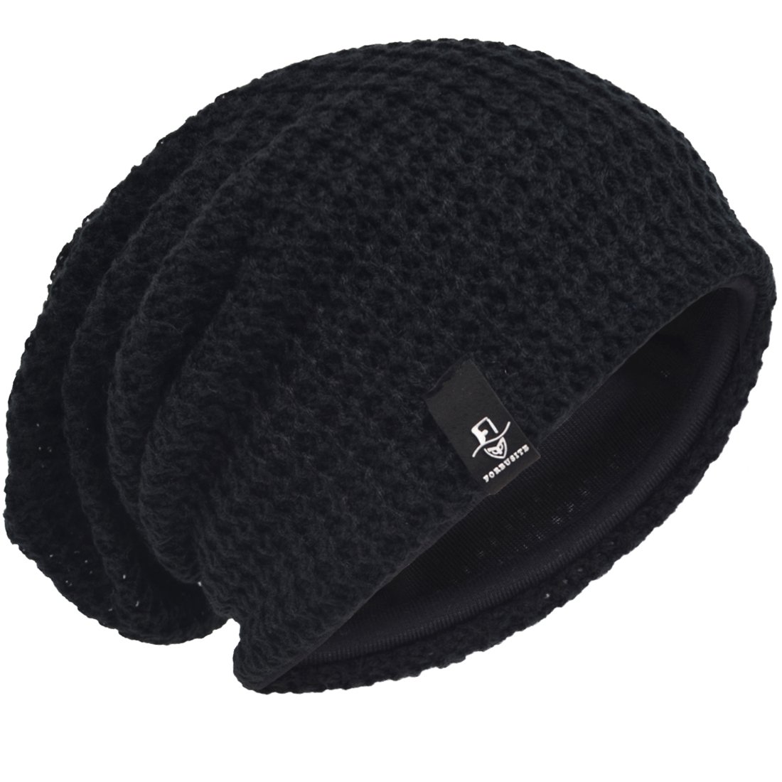 Men Oversize Beanie Slouch Skull Knit Large Baggy Cap Ski Hat B08 (Black) โ image 1