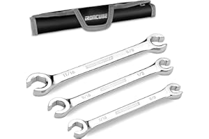 ironcube Flare Nut Wrench Set: 3-piece SAE 3/8'' to 11/16'' - Line Wrench Set for Removing or Replacing Nuts on Fuel, Brake or Air Conditioning Lines