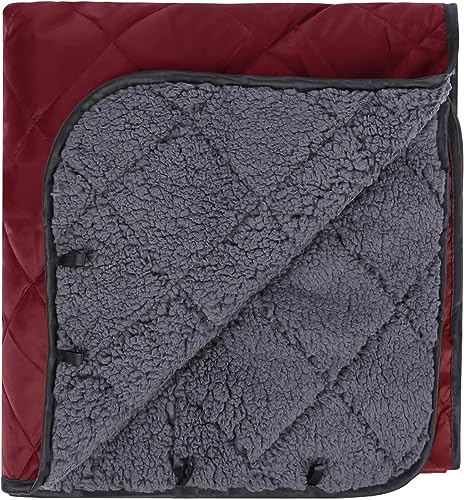 REDCAMP Große Camping Decke mit Sherpa Futter, warm, 59"x 79" Rot