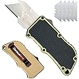 Caressolove Box Cutter Pocket Knife, EDC Push Button Utility Knife, Automatic Retractable Work Knife For Men, heavy duty construction knife, Replaceable Razor Blade Knife With Belt Clip