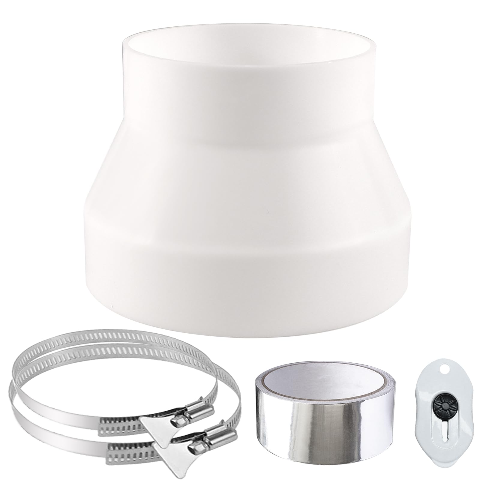 URHRHU ABS Duct Reducer 150mm to 125mm with 2 Stainless Steel Clamps Ventilation Reducer for Air Extractor Ventilation Duct