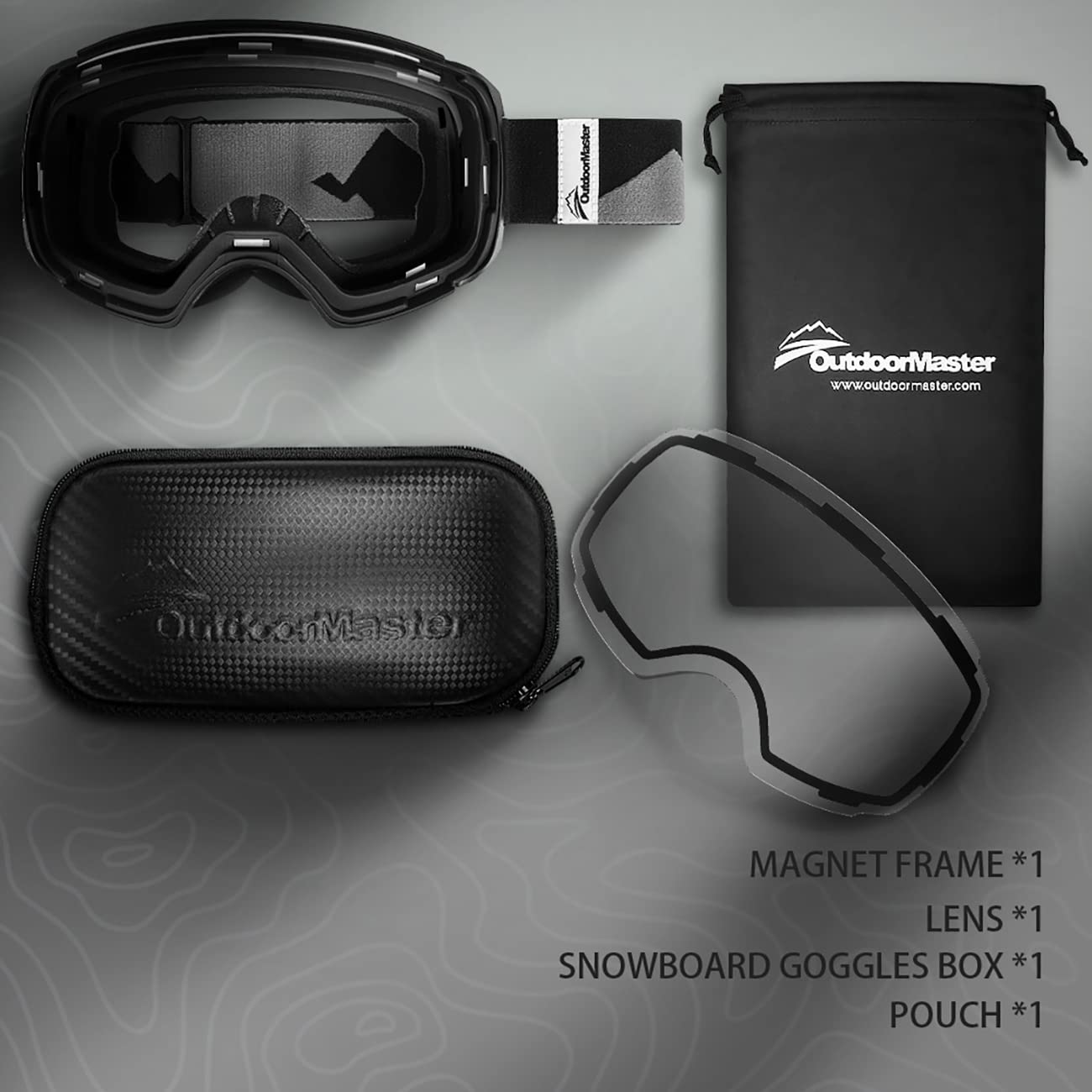 OutdoorMaster Ski Goggles PRO Frameless, Interchangeable Lens 100 UV400 Protection Snow