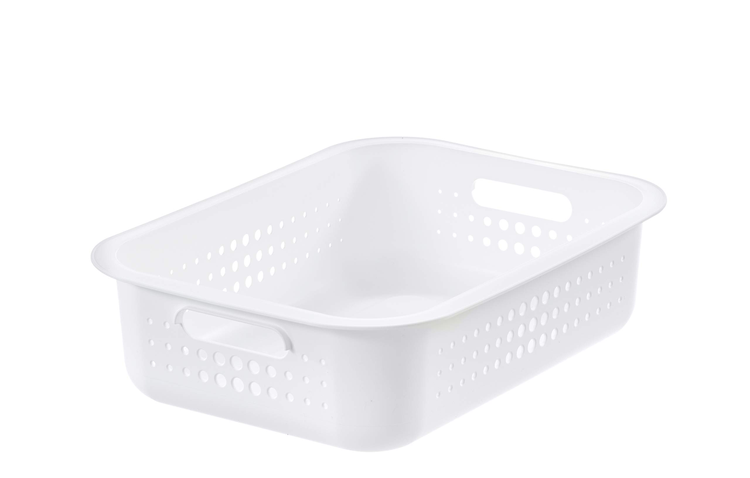 SmartStore 6L Recycled Plastic Storage Basket with handles - White - Sustainable, Stackable and Nestable - 10 Year Guarantee - Small basket - L37 x W28 x H10 cm