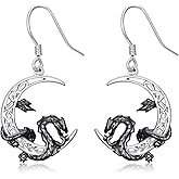 OHAYOO Gothic Earrings 925 Sterling Silver Halloween Skull Dangle Earrings Horror Gothic Jewelry with Skeleton, Cat, Mask, Moon, Dagger, Rose & Vintage Designs for Women Men Gifts