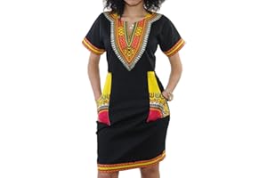 PERZEAL Women's Bodycon Dashiki African Midi Dresses Bohemian Vintage Club Dress with Pocket