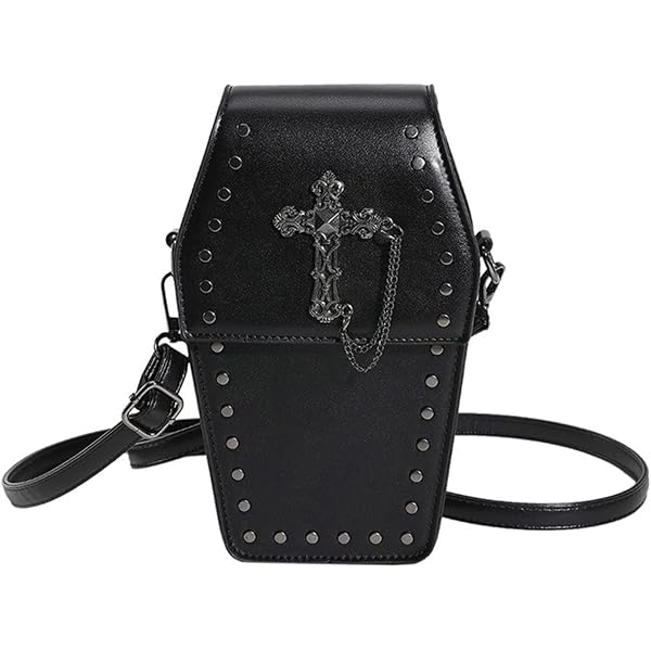 Ftchangfang Gothic Purse Coffin Shape Crossbody Bag Mini