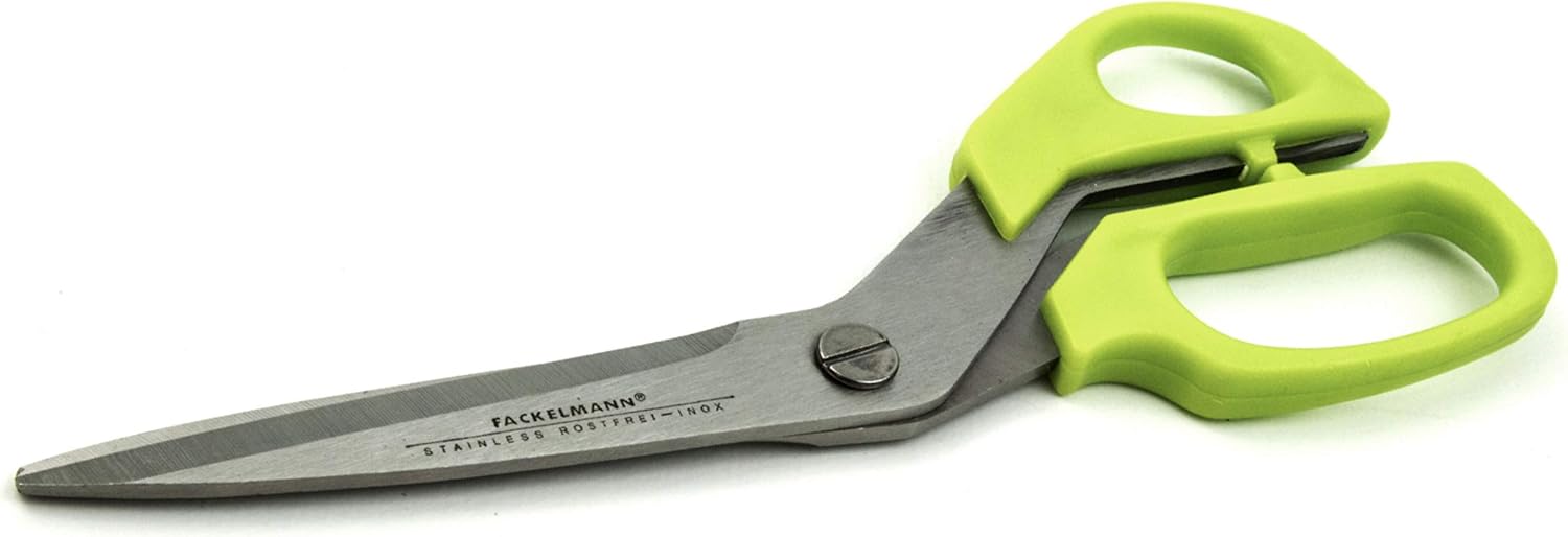 Fackelmann Large Multipurpose Kitchen Scissors, Professional Use Stainless Steel Ergonomic Non-Slip Handle, Green and Red