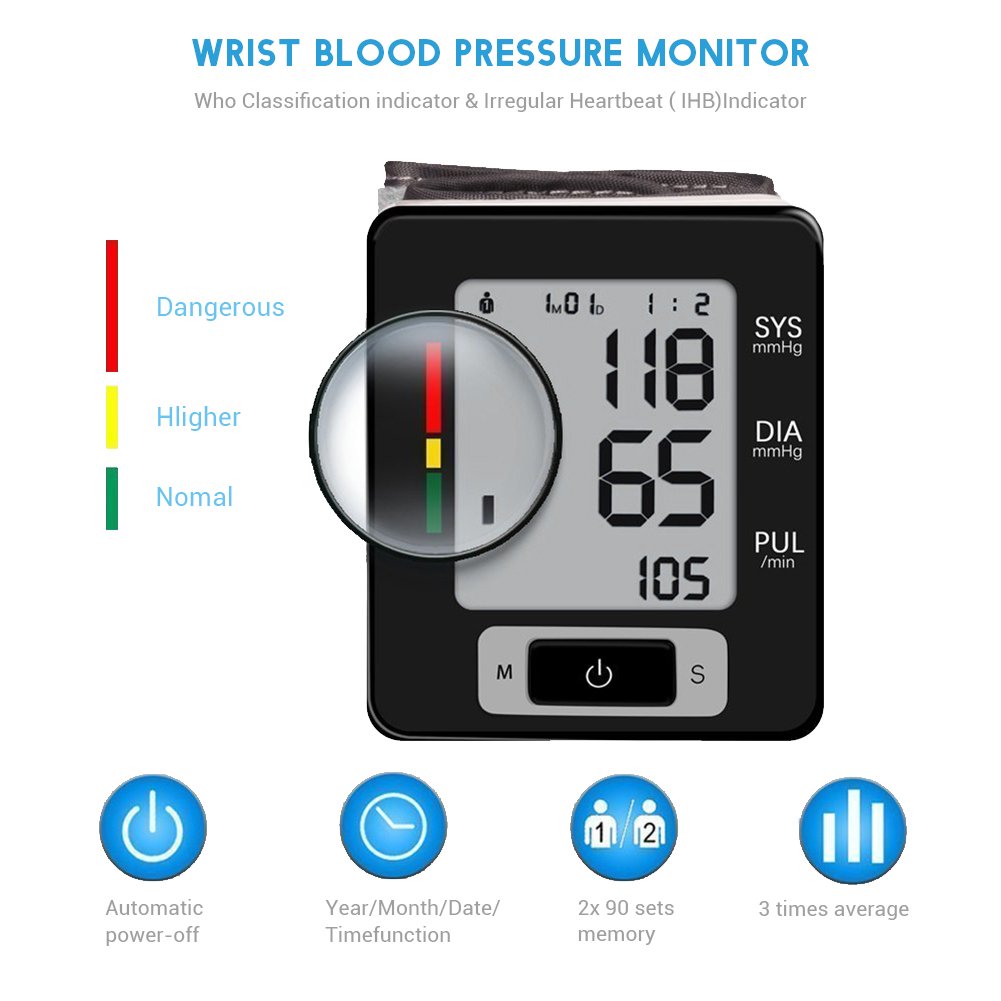 aimdonr clínicas automático de presión arterial Monitor, Pantalla grande Mostrar, portátil, - Tensiómetro de muñeca, vervollkommnen para la salud de ...