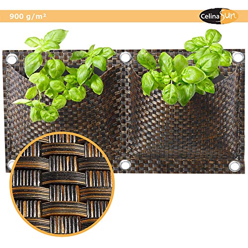 CelinaSun Pflanztasche Balkon 0,22 x 0,4 m braun Polyrattan Bepflanzung Pflanzbeutel hängend draußen – Bild 4