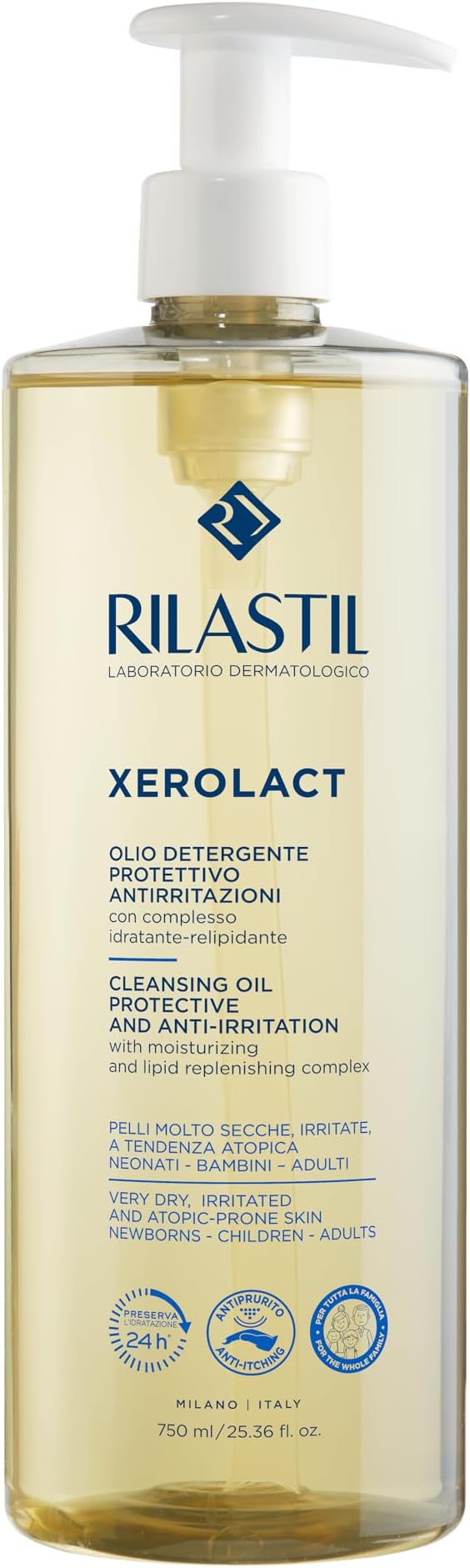 Rilastil Xerolact Protective Cleansing Oil Anti-Irritation 750ml Shower Oil