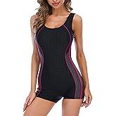 Eukivntn Women's Competitive Athletic One Piece Swimsuit U Back Boyleg Swimwear Sport Pro Match Bathing Suit Sleeveless