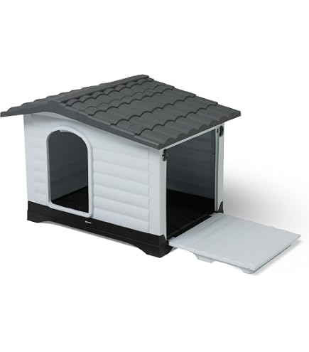 Waterproof Wooden Dog Kennel Outdoor (61x53x73cm) - Small & Medium Outdoor Dog House With Elevated Floor - PVC