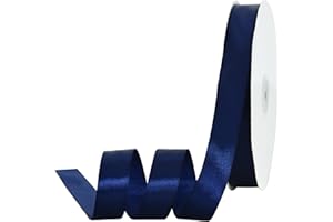TONIFUL 7/8 Inch x 100yds Navy Satin Ribbon Thin Solid Frabic Ribbons for Gift Wrapping, DIY Crafts Bows, Invitations, Floral Bouquets, Christmas Wedding Party Valentine's Decor