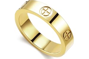 PDWZNBA Love Friendship Ring 18K Gold-Plated Stainless Steel Promise Ring Wedding Band Jewelry Birthday Gifts for Women