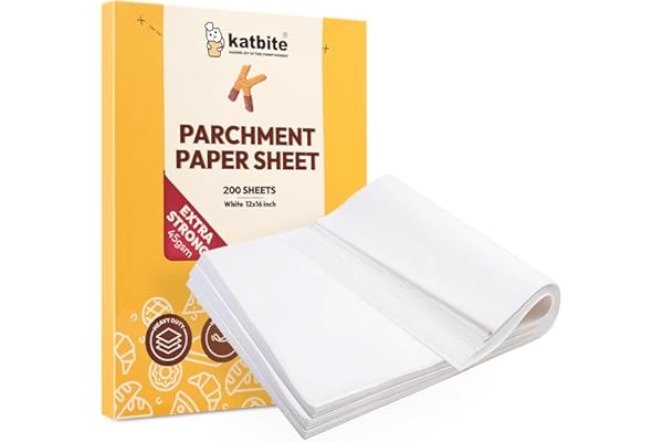 Katbite 200pcs Parchment Paper Sheets 12x16 inch (9x13 Optional) Heavy Duty,Extra Strong Baking Paper Non Stick for Cookies,
