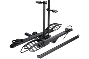 CRAVOT CyberRack E2 Hitch 2 EBike Rack with Ramp, 200 lbs Capacity Electric Bike Carrier Foldable Platform Mount, Up to 5-inch Fat Tire Bicycle for 2'' Receiver Cars Trucks SUVs Minivans RV, Trailer