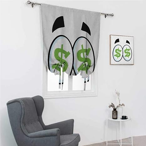 Amazoncom Blackout Curtains For Bedroom Eye Cute Curtains For Window Green Dollar Signs In Big Cartoon Eyes Greed For Money Penny Pincher 30 Wide By 64 Long Black Lime Green Pale Blue