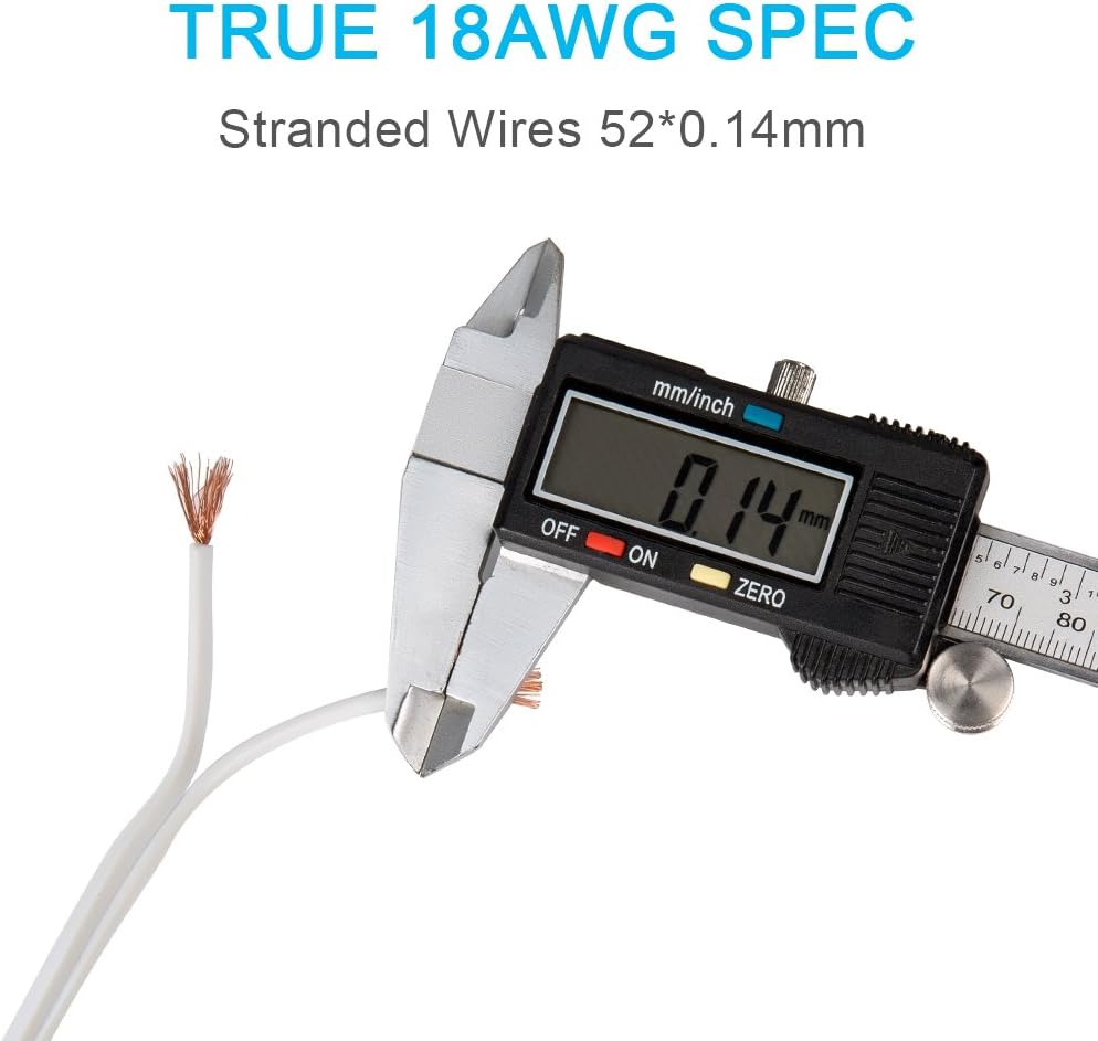 TYUMEN 18 AWG Gauge 2 Conductor Stranded 40 FT Roll Speaker Zip Wire Car Home Audio Cable, 99.95% Oxygen Free Copper Wires, White: Car Electronics