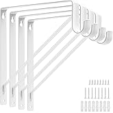 4 Pack Heavy Duty Closet Shelf Rod Brackets 11x11 Inch, 300lbs Wall Mount Closet Shelves Bracket with Rod Shelving Support, C