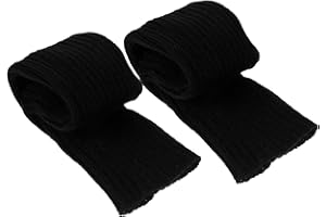 POPETPOP Winter Wool Leg Warming Socks for Women Soft Knitted Black Stocking Covers Calf Protectors for