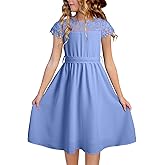 blibean Girls Summer Flower Dresses Semi Formal Lace Wedding Dress Size 6-15 Years