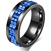 MMTTAO Men's Gear Fidget Anxiety Spinner Rings Wedding Bands for Men Women 8MM Titanium Two Gear Anxiety Stress Relief Spin Ring High Polish Wedding Engagement Band Comfort Fit Jewelry Gift Size 6-13