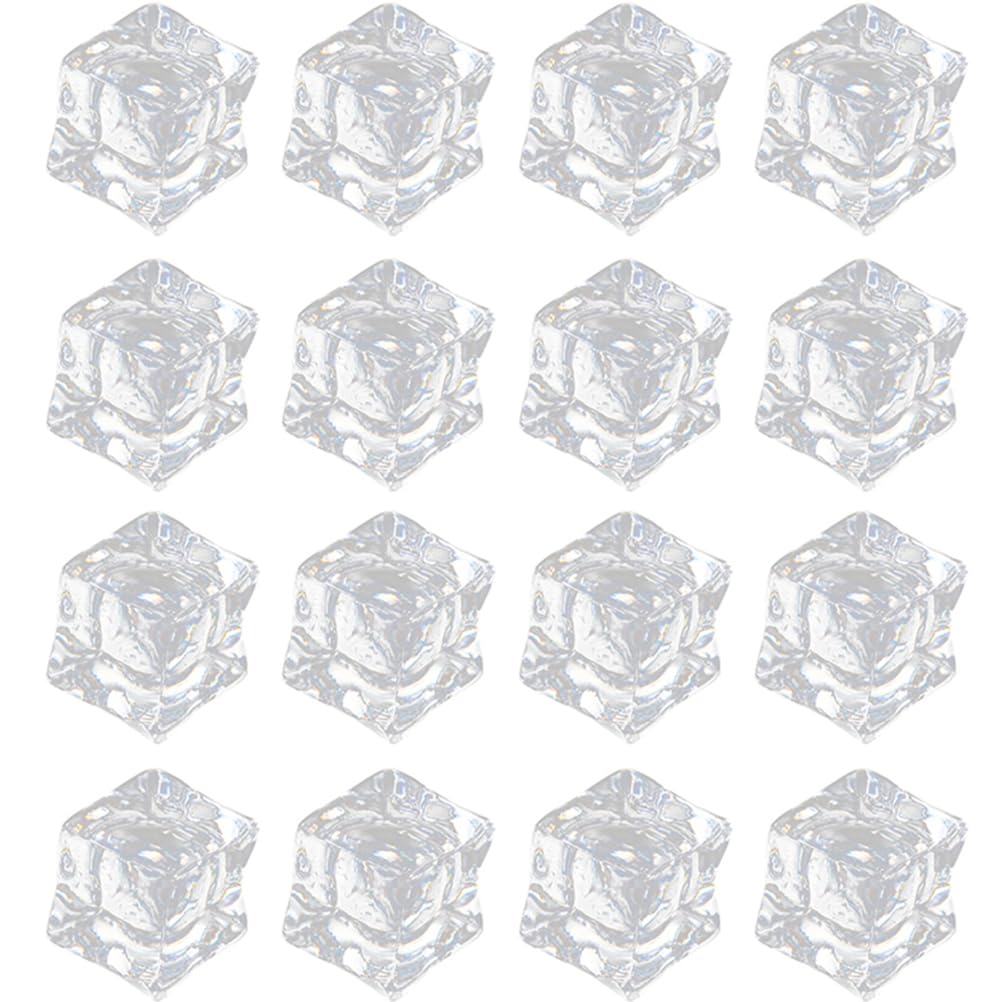 Cabilock 50pcs Clear Acrylic Fake Ice Cubes Realistic Decorative Ice for Photography Crafts Table Settings and Diy Projects Reusable