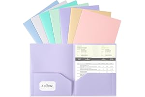Aegero Plastic Folders with Pockets (7 Pack, Sweet Colors), Durable Heavy Duty File Folders with Business Card Slot, 2-Pocket Folder for Schoolwork & Office,Letter Size