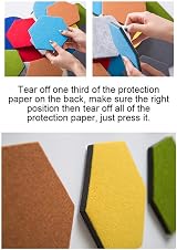 Beser Lee Cork Board Tiles Set, Self Adhesive Hexagon Felt Display Pads view 5