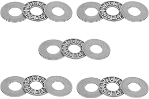 COCICA 5 Sets AXK1024 Thrust Needle Roller Bearings with 10 Washers, 10mm ID, 24mm OD 2mm Thk, Small Bearings for Telescope Mount Lathe Tool Post Rotating Smooth