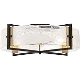 Savoy House 6-1695-4-143 Hayward Modern Strie Piastra Semi-Flush, 4-Light 240 Total Watts, 8" H x 24" W, Matte Black & Warm B