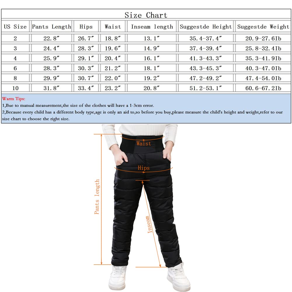 UGREVZ Girls Boys Snow Pants 2-9 Years old Thick Winter Warm Pants Girl Activewear Clothes