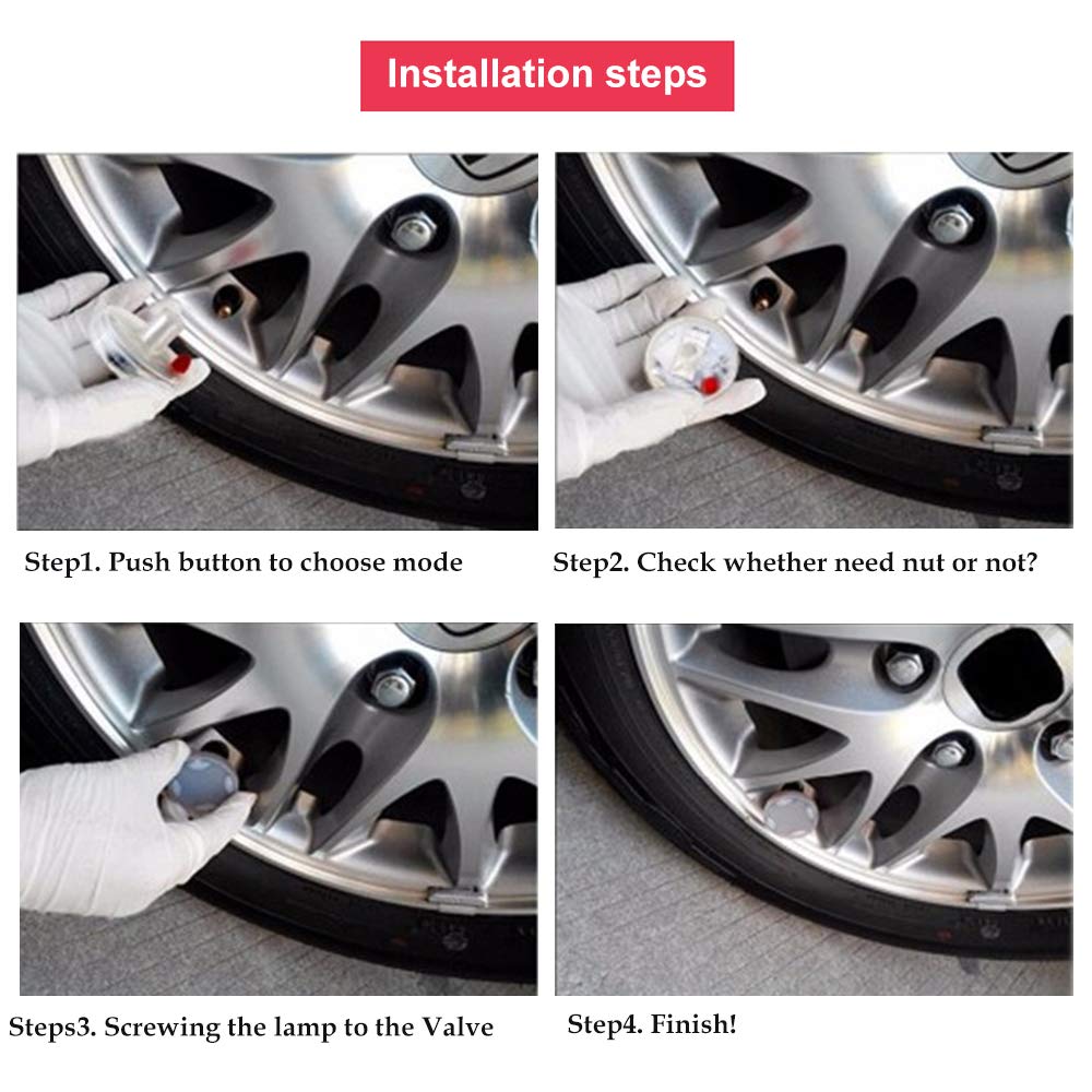 FICBOX Car Tire Wheel Lights,4 Pack Solar Car Wheel Tire Hub Light Motion Sensors Colorful LED Tire Flashing Colorful Exterior Lights