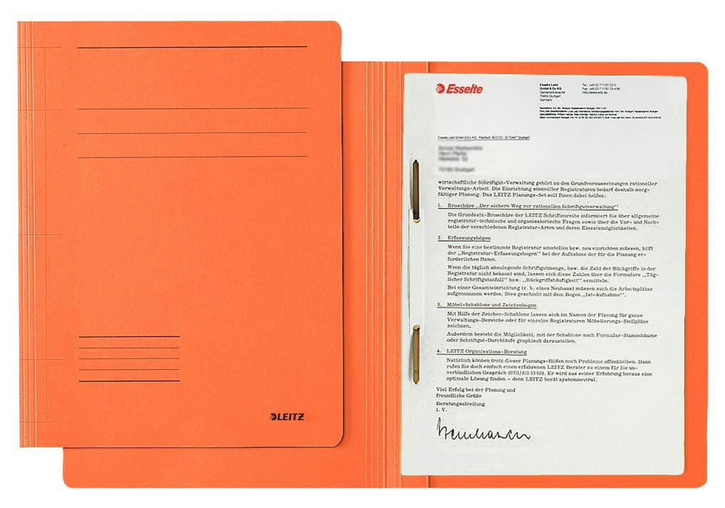 Leitz 30030045 – Folder (Orange, Cardboard, Plastic, A4, Portrait)