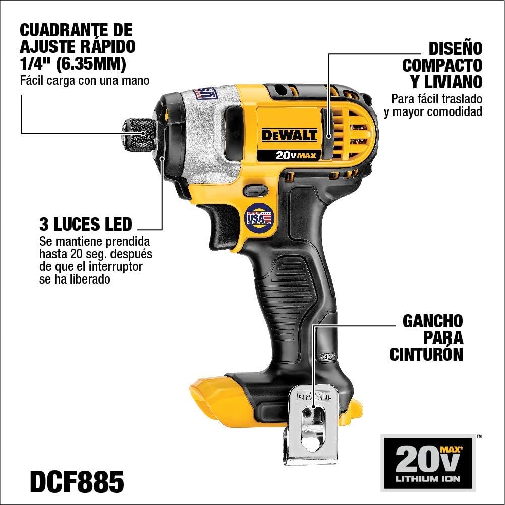 DEWALT 20V MAX Impact Driver Kit, 1/4-Inch (DCF885C1): Home Improvement