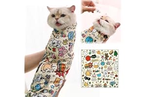 Cat Grooming Wrap: Self-Adherent, Anti-Bite, Anti-Scratch, Anti-Escape Calming Wrap for Medicine, Nail Clipping- Multifunctio
