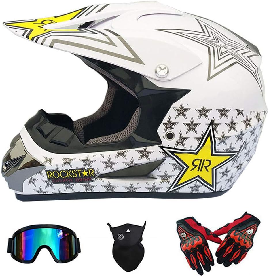 Amazon Com Full Face Off Road Motocross Quad Crash Helmet Downhill Dirt Bike Mx Atv Adult Motorbike Helmet Gloves Goggles Mask Set D O T Certified Automotive