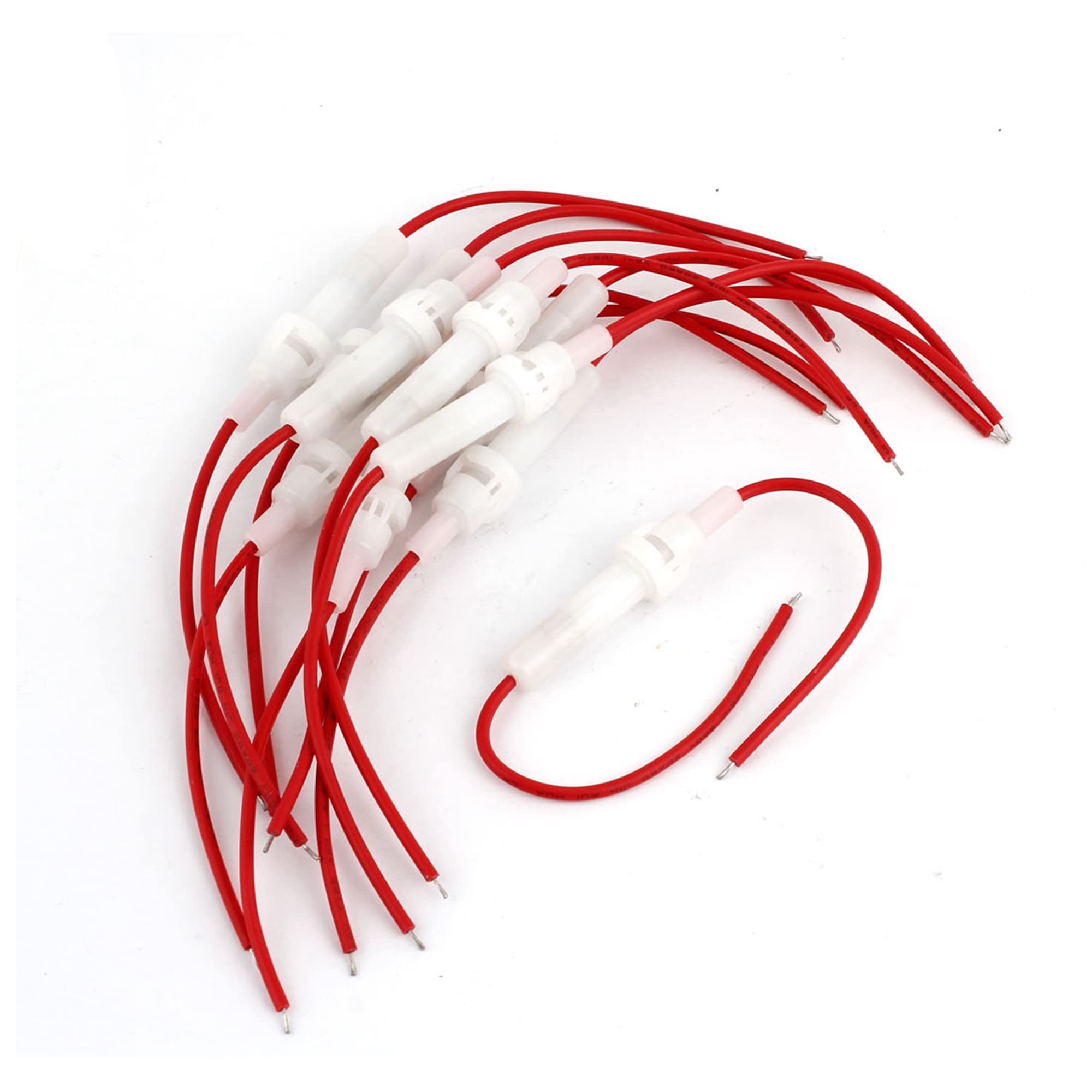 Sourcingmap Automotive 10A Red White Inline 5mm x 20mm Tube Fuse Holder 10Pcs