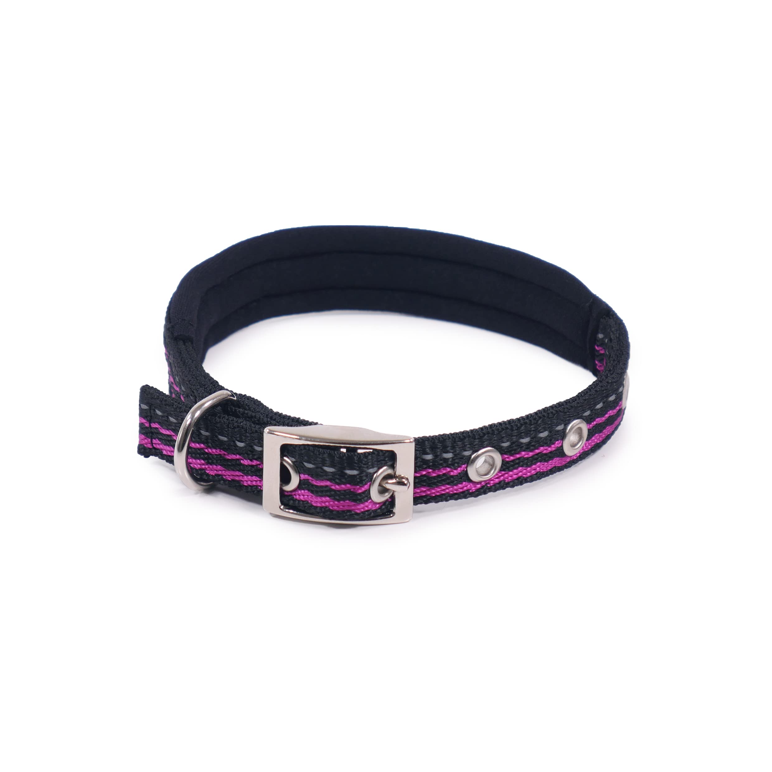 Rosewood Reflective Adjustable Dog Collar, Large, Black, 18 to 22"