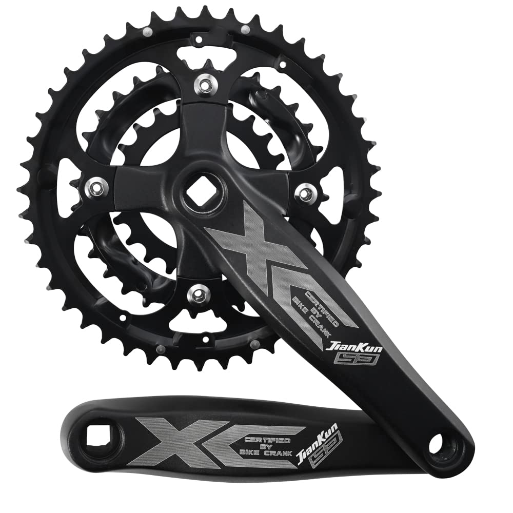 BESNIN 64/104 BCD Square Taper MTB Crankset, 170mm Triple Crankset 22T/24T/32T/34T/42T/44T Cranksets for 7/8/9/10 Speed Mountain Bikes (9S, 22/32/44T)