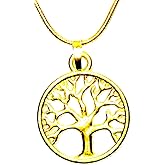 Small gold tree of life charm mecklace
