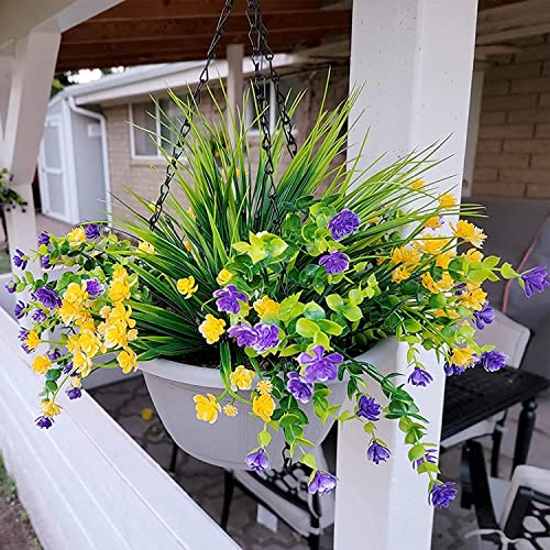 CEWOR 9pcs Artificial Flowers, UV Resistant Faux Outdoor Flowers, Fake