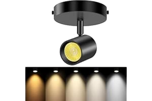 VANoopee 5-Color Ceiling Spotlight Flush Mount Adjustable Directional LED Spot Lights Indoor Dimmable Ceiling Light Fixture for Accent Art Picture Living Room - CRI90+ 24° Flicker Free 10W 800lm Black