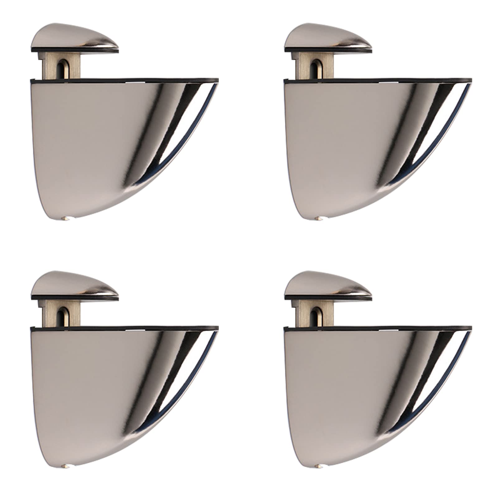 CTForest Pack of 4 Adjustable Glass Shelf Brackets, Wall Mount, Silver