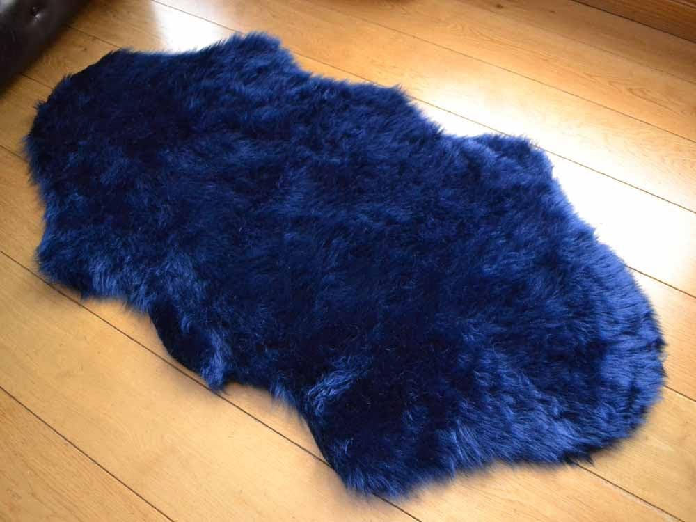 Sheepskin Navy Blue Faux Fur Style Rug (70cm x 140cm) Amazon.co.uk