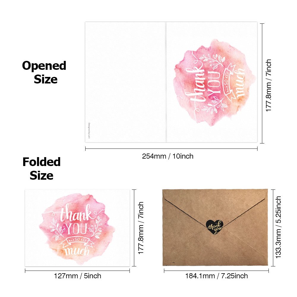 LATIT Blank Thank You Cards, Boxed Cards, 20 Bulk Greeting Card with Envelopes, Assorted 4 Designs Cards, Occasions for Her/Him/Kids/Teacher/Boss/Friend/Father/Mother/Family, 5 x 7 Inches