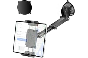 PLDHPRO Tablet Holder for Car Windshield Dashboard, iPad Car Mount Stand with Vacuum Suction Cup for Truck Compatible 5.1'' -