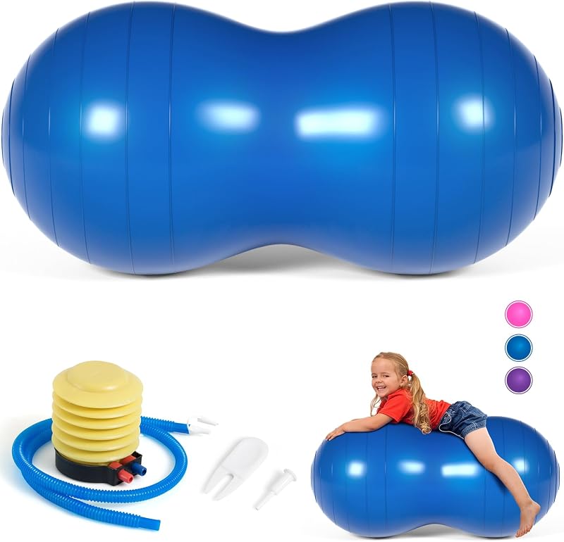 DASKING Peanut Ball for Kids Therapy 90x45cm Anti Burst with Pump