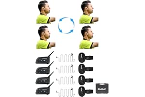 Maxquall Referee Headsets 4 Person, V4 Plus Referee Communication System Football Wireless Bluetooth Intercom Built-in Pairing Memory-Latest Chip-Newly Designed Earpiece(4V4(R Earphone))