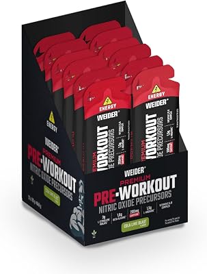 Gel pré-treino premium (12 x 70g) sabor Cola-Lima, Precursor de Óxido Nítrico, com L-Citrulina, L-Arginina, Beta Alanina, Cafeína e Vitaminas, Immediate Energy, Dose Única Pronta a Usar